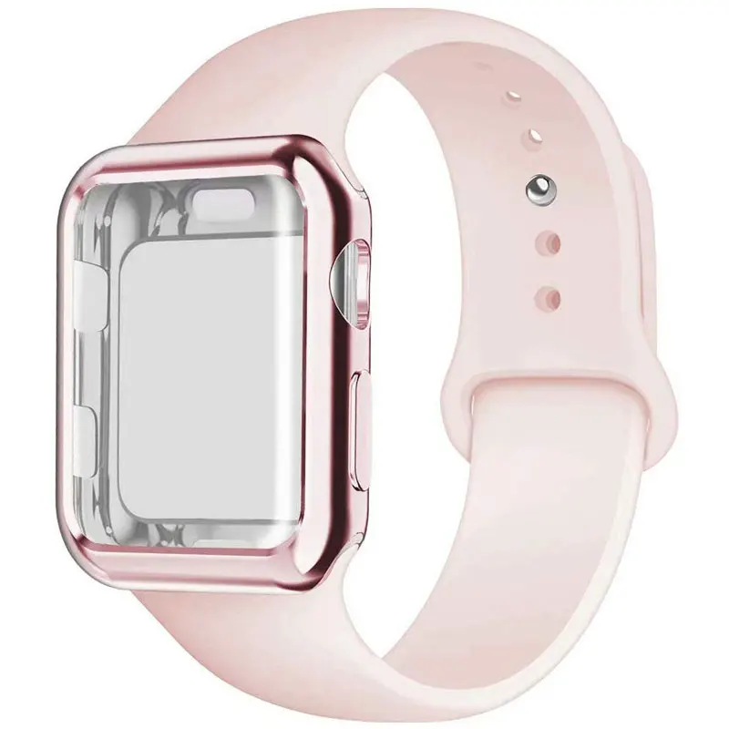 Pink Sand Силиконовый спортивный ремешок для часов, чехол для Apple Watch 5, 4, 3, 2, 1, 38 мм, 42 мм, ремешок для часов iwatch 40 мм, 44 мм, силиконовый браслет - Цвет ремешка: Pink Sand