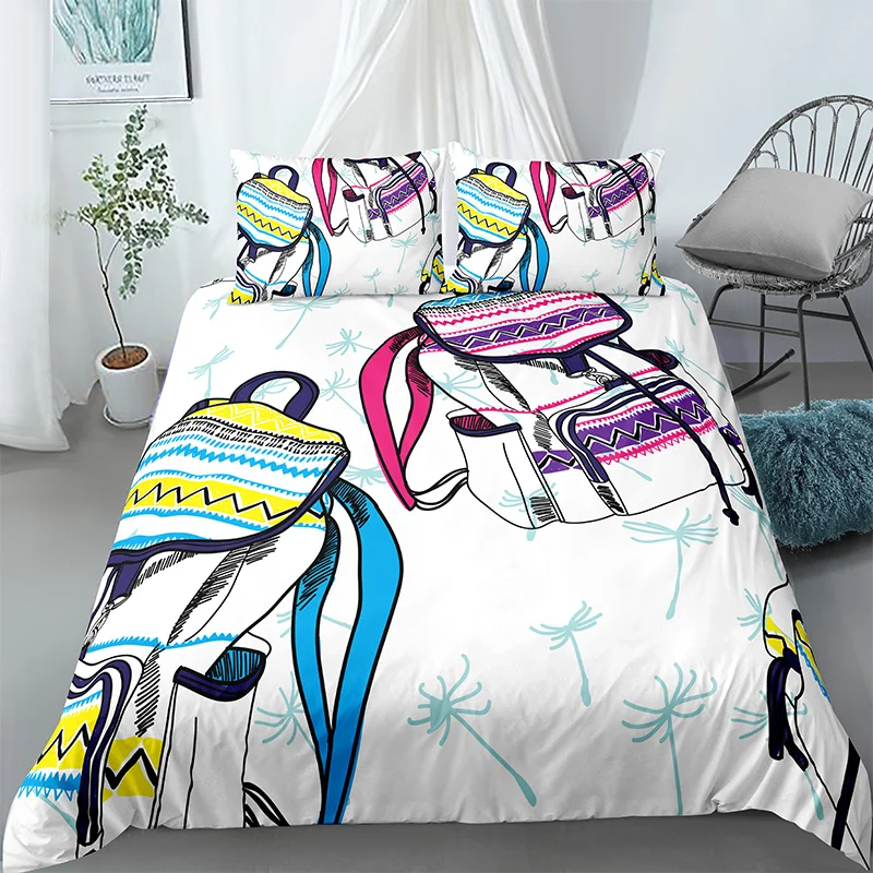 

Cartoon Printed 3PCS Bedcloth Duvet Cover Quilt Covers Pillowcase Set 3d Print Bohemian Polyester Bed Sets