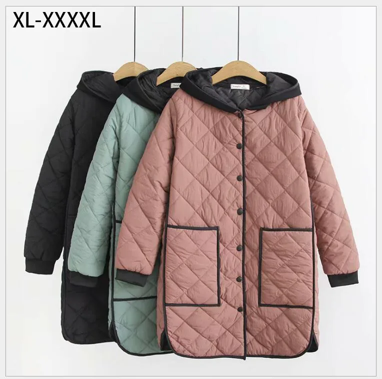 Зимнее женское корейское длинное модное свободное хлопковое пальто с подбором