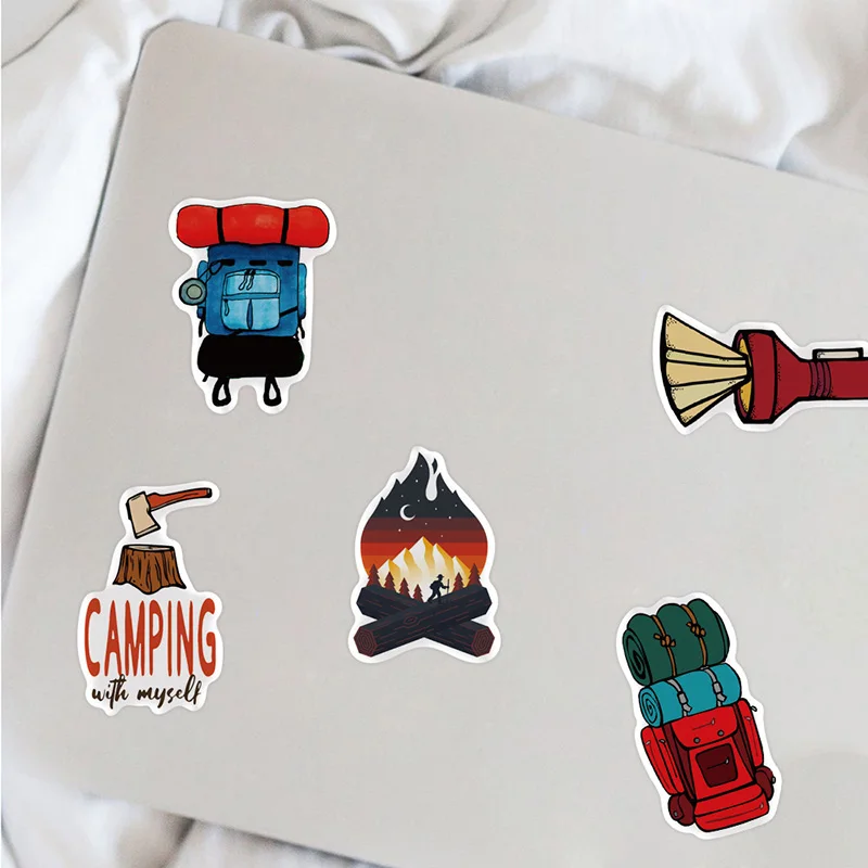 

50pcs Wild Camping Stickers Outdoor Adventure Climbing Travel Landscape Waterproof Sticker For Mobile Phone Laptop Decal