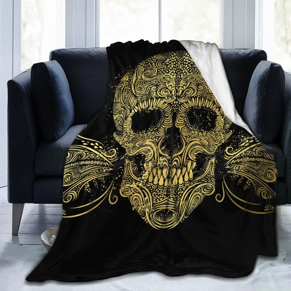 

Stylish Skull Design Soft Blankets For Bed Couch Sofa All Season Warm Flower Fleece Blanket Throw Dropship Wholesale 3D Throws