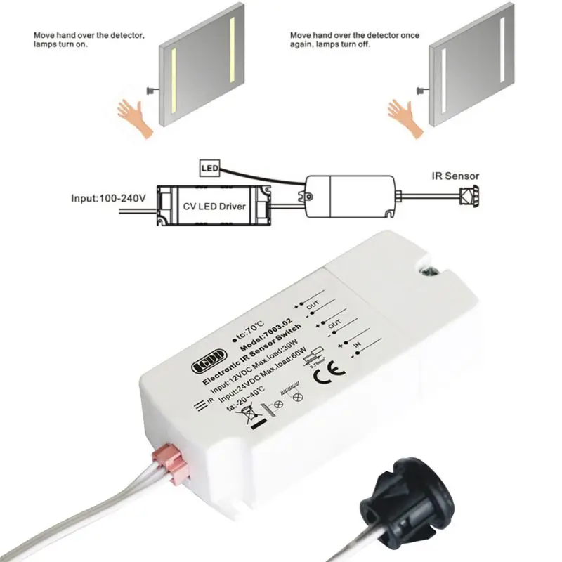 DC12V ИК Сенсор переключатель ручной волны инфракрасного светильник для