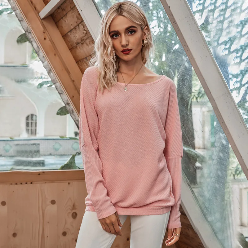 

Autumn 2021 Solid Long Sleeve Shirt Casual Oversized Sweatshirt Vintage Loose Waist Plus Size Tshirt Pullover Women Fashion Tops