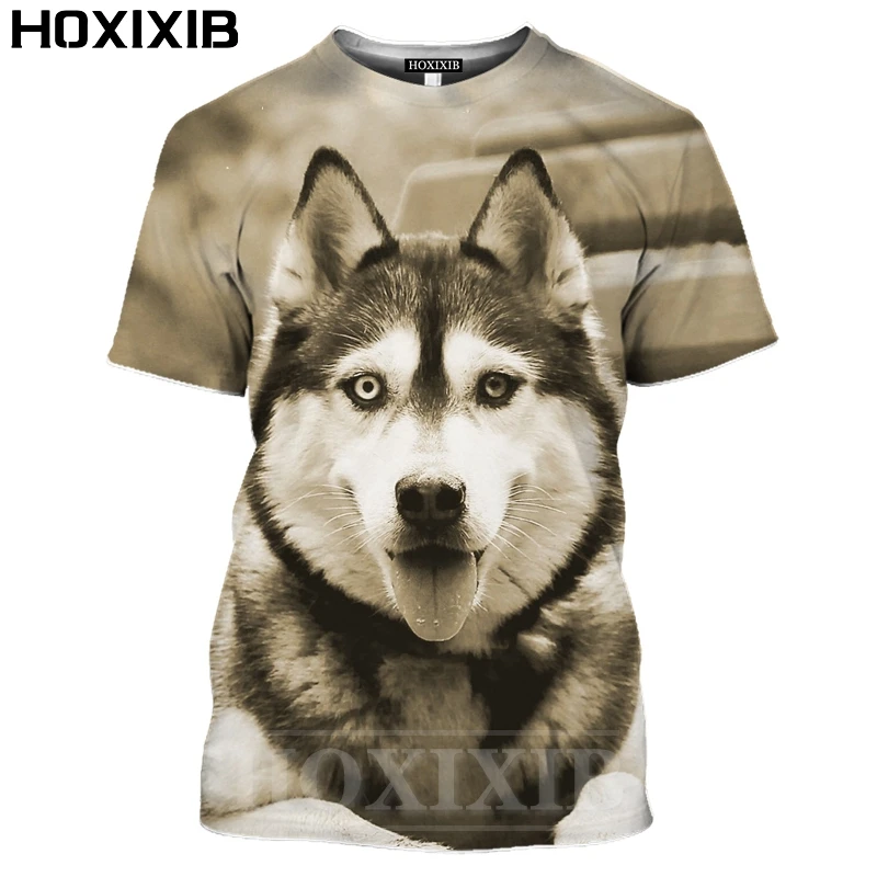 

HOXIXIB Animal Tshirt Men Women Tees Vacation 3D Print Dog Siberian Husky T Shirt Cute Cub Funny Emoticons Top Unisex Sportswear