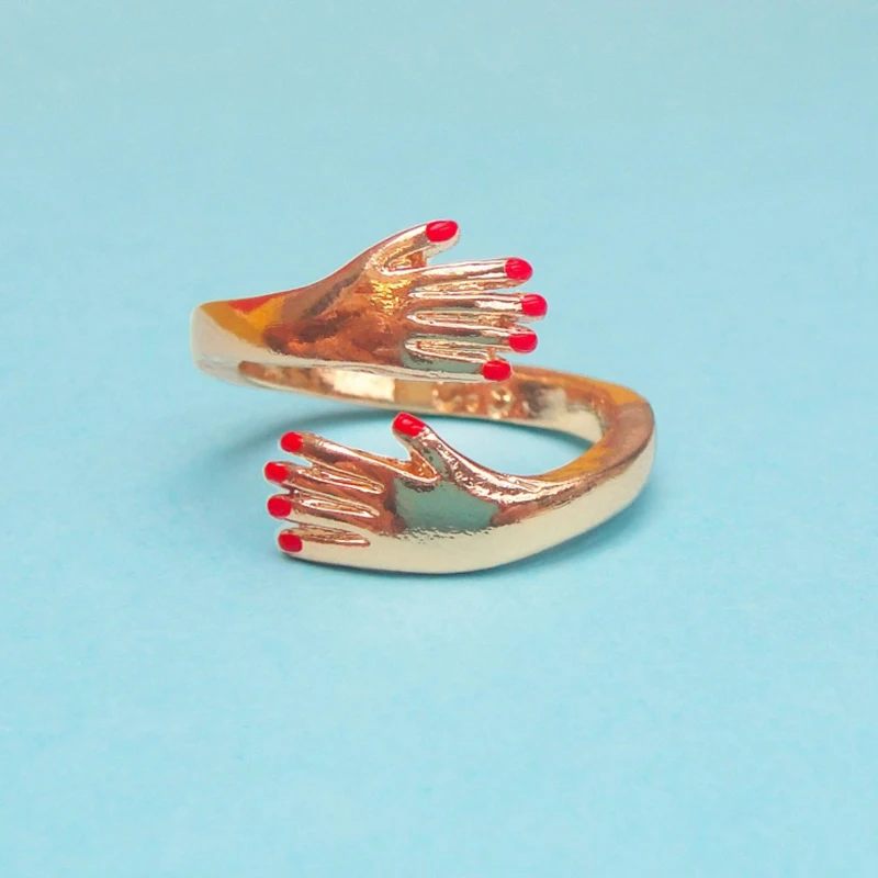 New Funny Carved Red Nail Ring Creative Open Finger Adjustable Holding Hand Rings For Women Men Fashion Jewelry Gift | Украшения и