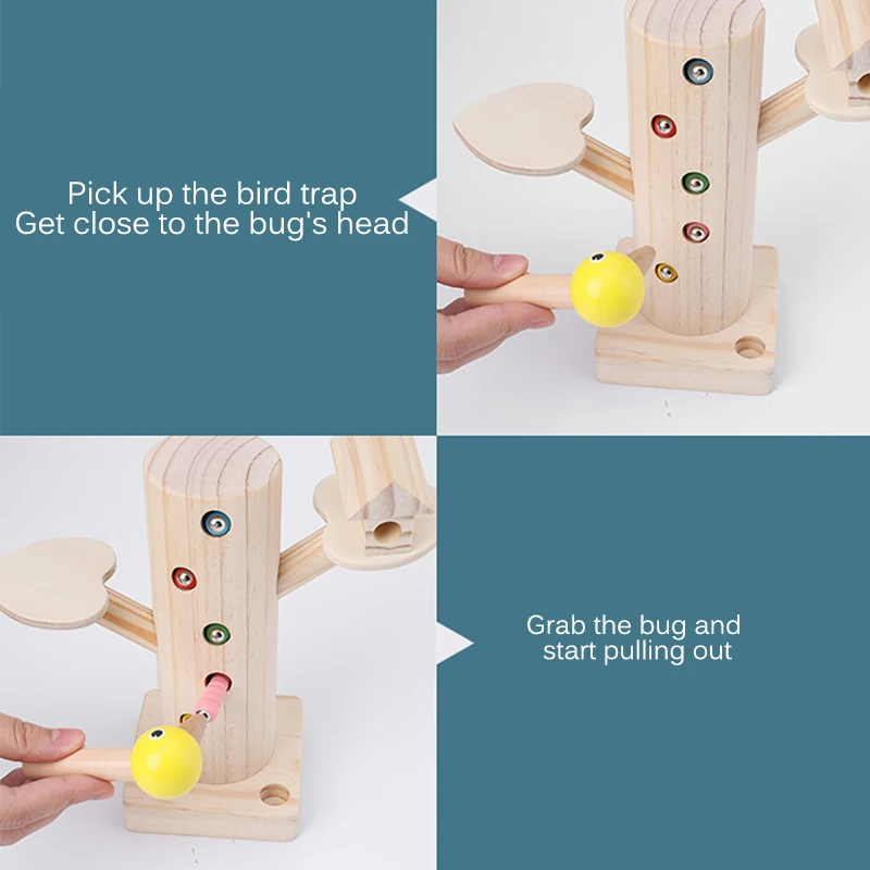 

Woodpecker Catch Worms Game Magnetic 3D Puzzle Wooden Toys Kids Early Learning Educational Toy For Children Baby gifts for kids