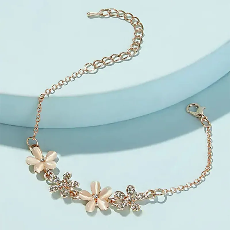 Модный браслет с цветами для женщин очаровательные аксессуары женские золотые