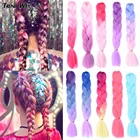 Волосы для плетения косичек, 24 дюйма, 100 г, крупные, синтетические, канекалон, с эффектом омбре, светлые, золотистые, зеленые, яркие