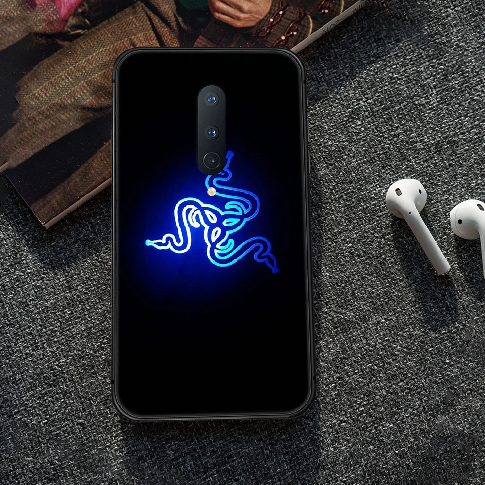 

Razer Brand Phone Case Cover Hull For 1+ Oneplus 5T 6 6T 7 7T 8 8T Pro black Cell Painting Coque Silicone Hoesjes 3D Bumper