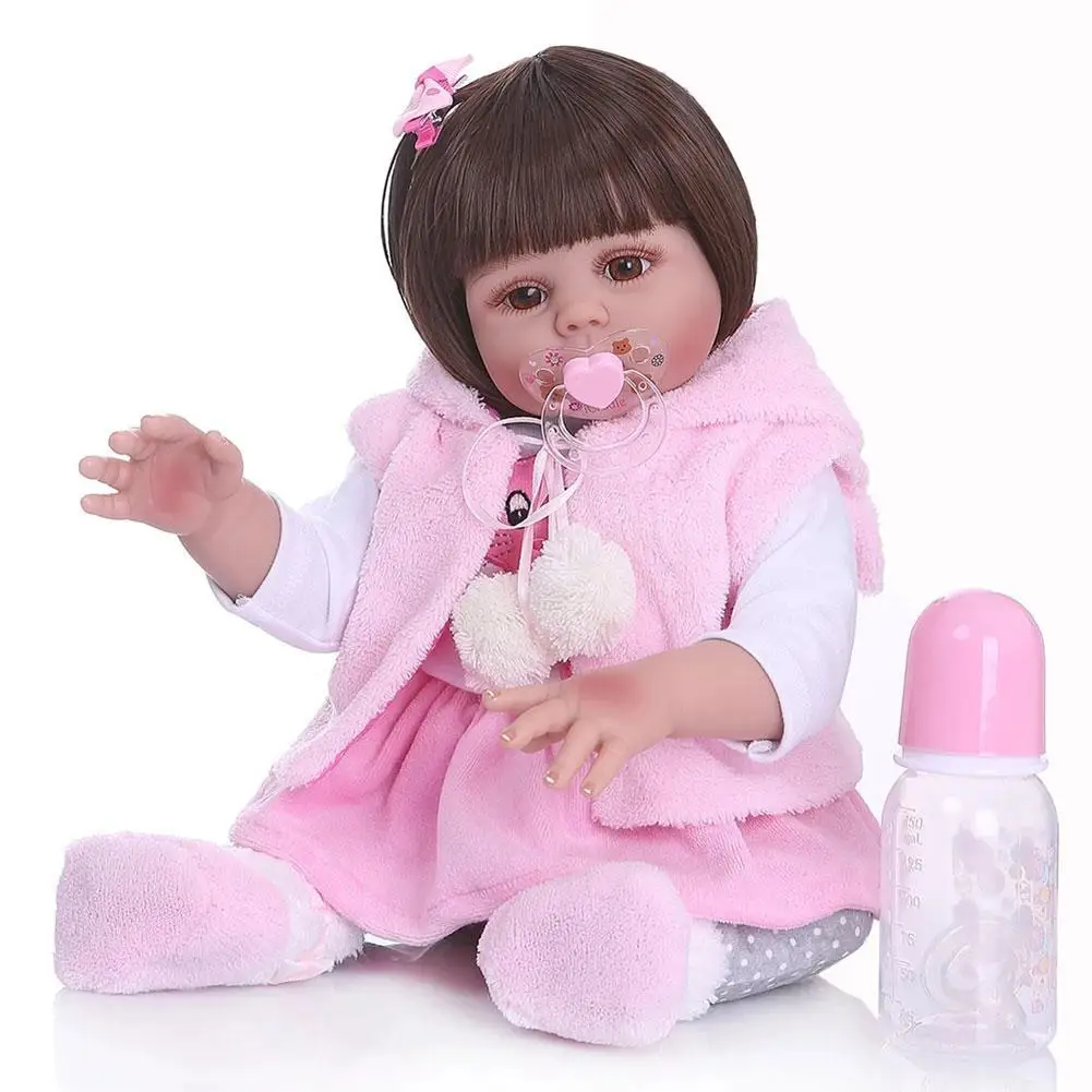 

18 Inch Reborn Cute Doll Kit Lifelike Face Soft Fresh Color Lifelike Newborn Wear Pink Christmas Gifts For Children Popular Kit