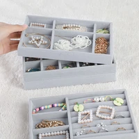 2022 fashion portable velvet jewelry organizer tray ring necklace display storage box earring jewelry showcase drawer storage