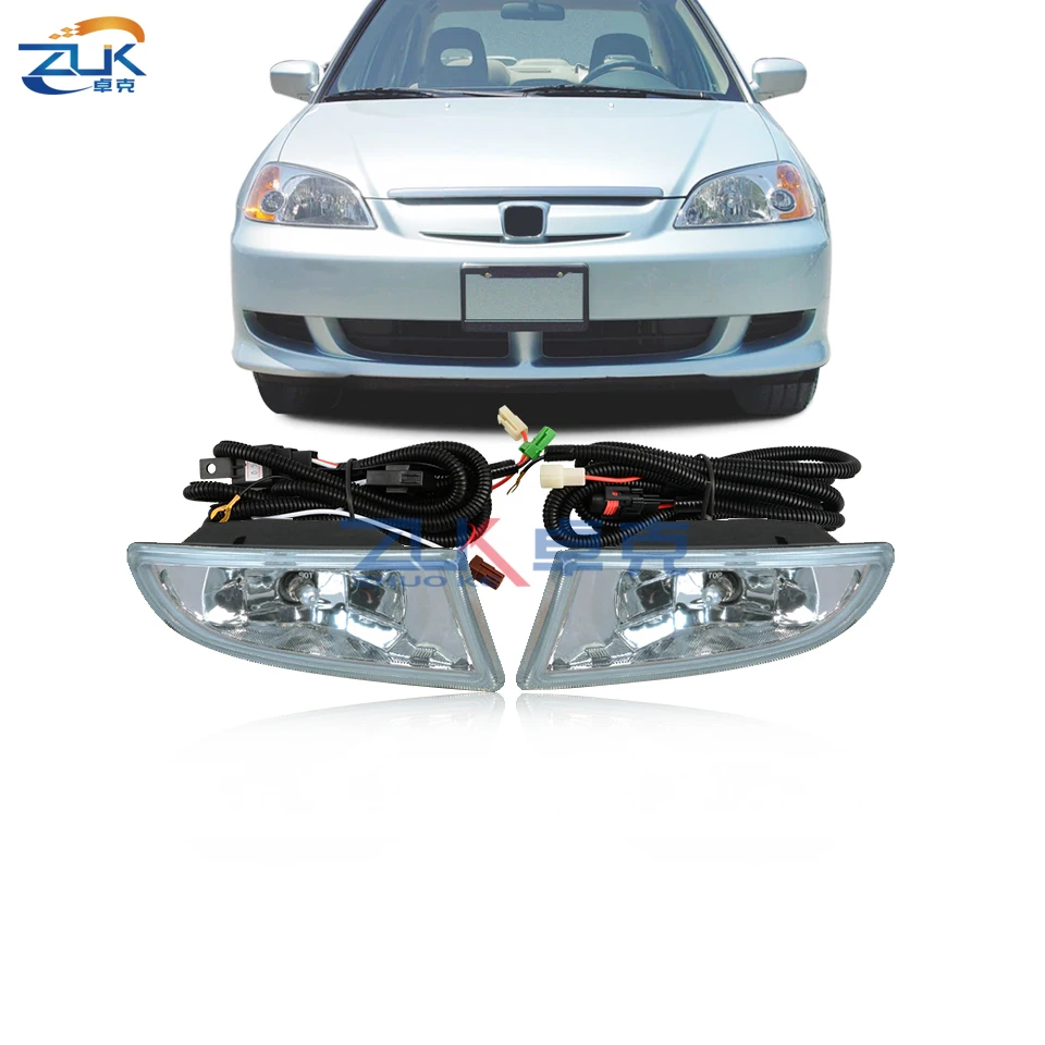 

ZUK Auto Front Fog Light For Civic 2003 ES Fog Lamp Upgrade Full Modification Kit Set With Wire Switch Halogen For HONDA