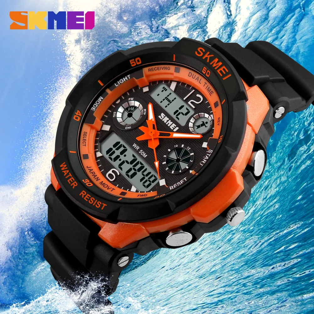 

SKMEI Men Watch Electronic Movement Waterproof Sports Watches Student Led Light Dual Time WristWatch Gift