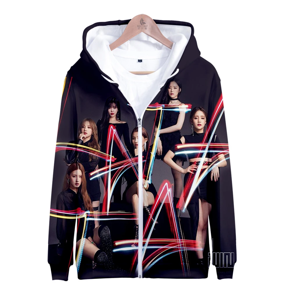 (G)I-DLE South Korean clothes cos coat autumn and winter Zipper hooded sweatshirt unisex parent-child love | Женская одежда