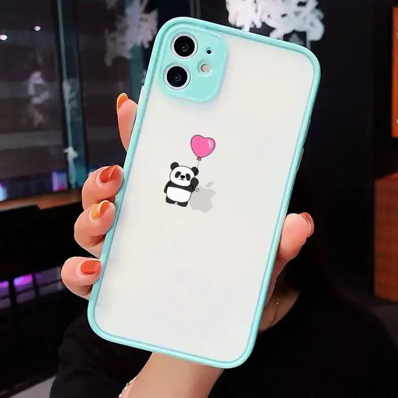 

Phone Case For iPhone 12 11 Mini Pro XR XS Max 7 8 Plus X Off Panda Cat Dinosaur Matte transparent blue Cover