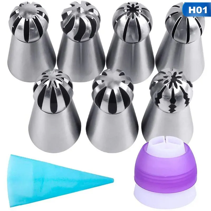 

9 Pcs/Set Cupcake Stainless Steel Sphere Ball Shape Icing Piping Nozzles Pastry Cream Tips Flower Torch Pastry Tube Decoration