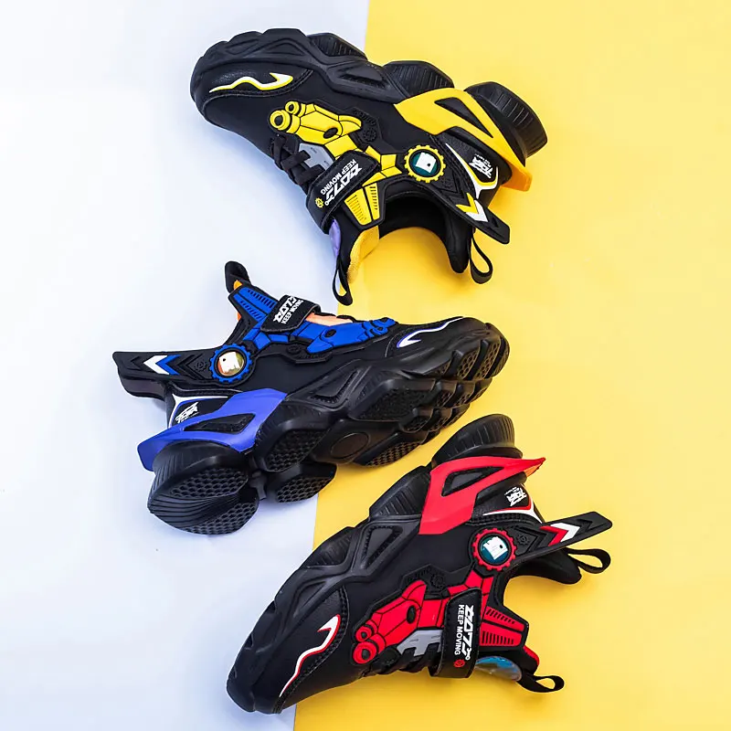 

MWY Kids Shoes Mecha Cartoons Sneakers For Boys Lightweight Children Leather Waterproof Casual Walking Girls Sports Running Shoe