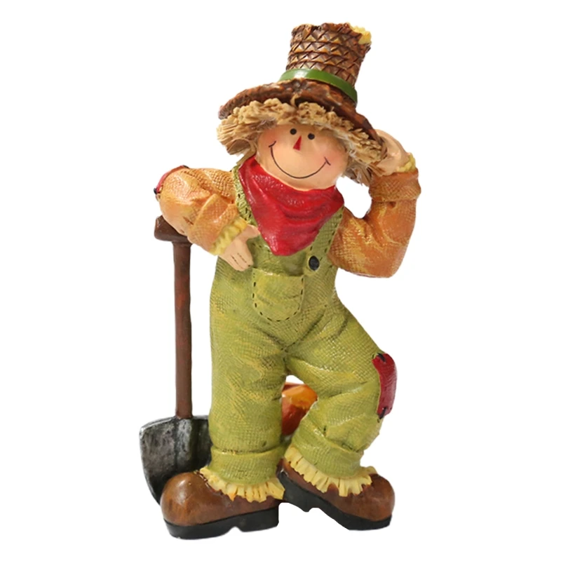 

Traditionally Designed Hand-crafted Ornaments, Harvest Festival Couple Simulation Resin Scarecrow for Window Decoration