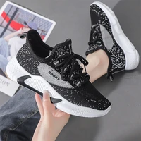womens flat sneakers spring summer knitted breathable casual shoes ladies fashion comfortable running lace up student shoe 2021