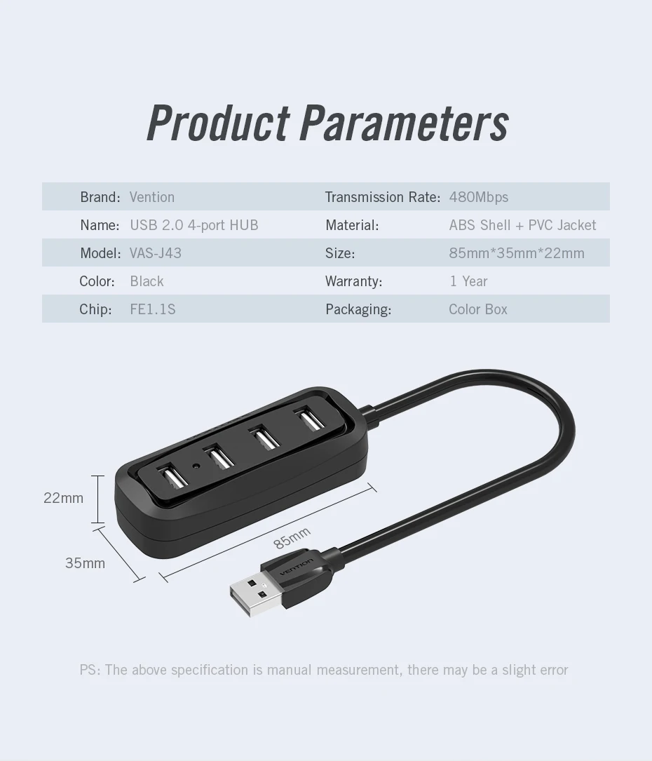 Vention usb-хаб высокоскоростной 4 порта USB 2,0 концентратор разветвитель портативный OTG концентратор USB для Apple Macbook Air ноутбук ПК планшет