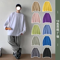 wholesale fashion men plus size 5xl loose solid color plain oversize long sleeve t shirt