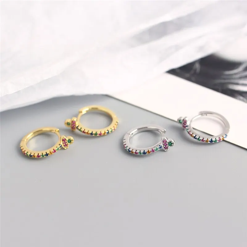

A00710 Fashion Real 925 Sterling Silver White Color Zircon Round Flower Studs Fine Earrings for Women Minimalist Daily
