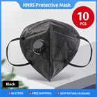 10 шт. ffp2 черная маска KN95 для лица PM2.5 Защитная 95% 5-Lay защита от фильтрации многоразовые kn95 маски от пыли n95 респиратор с клапаном