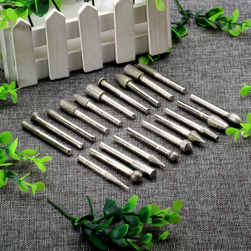 20Pcs Grit#120 Diamond Coated Rotary Grinding Cutting Point Burrs Drill Bit Head 6mm Shank for Die Grinder DIY Power Tool | Инструменты