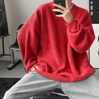 streetwear pure color men casual shirts spring autumn korean fashion knitted sweater men fashion clothing oversized pullovers
