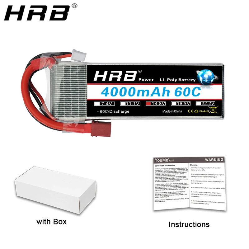 HRB 14,8 V 4000mah Lipo батарея 4S XT60 Deans T XT90 EC5 TRX 60C для Team Energy 1/8 1/10 Автомобили Самолеты Грузовик Лодка RC запчасти AKKU