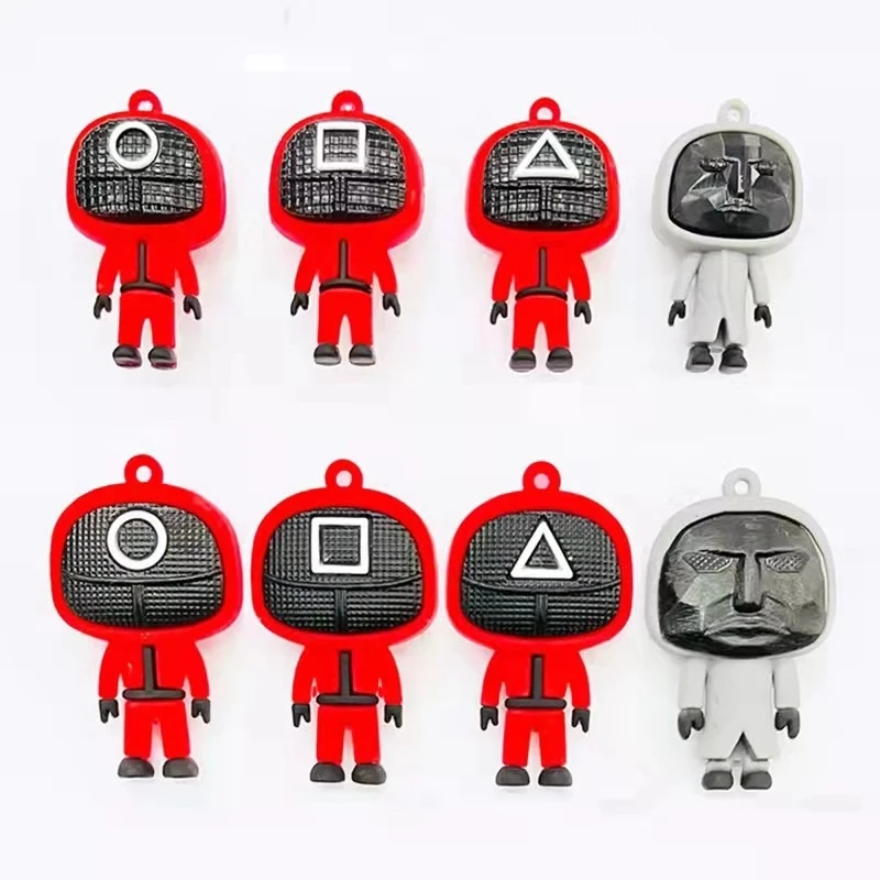 

2022 3D Ink Fish Game Figures Mask Keychain Charm Accessories Round Six Cosplay Key Trailers for Women Men Men Men Children K