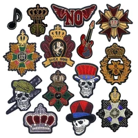 14pcspack skull musical instrument embroidery patches for clothing diy iron on badge denim jacket hat bag decorative decals