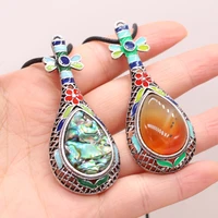 new style natural shell alloy necklace lute shaped brooch pendant leather cord 2mm charms for elegant women love romantic gift
