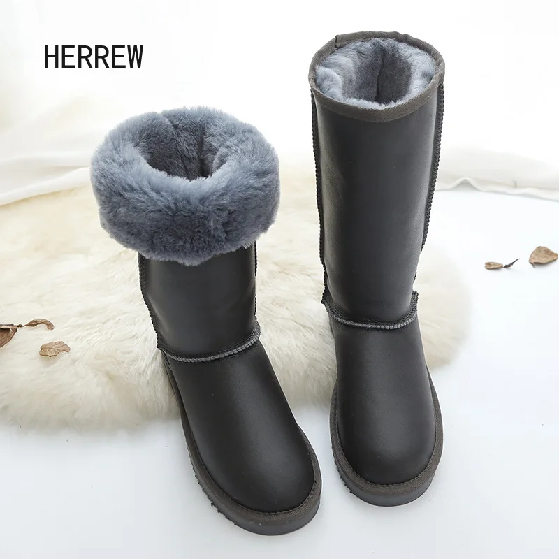HERREW лучшие водонепроницаемые высокие сапоги из натуральной овечьей кожи женские