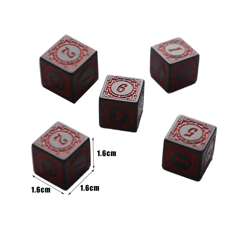 D6 многогранные акриловые игральные кости с квадратными краями 6-сторонние для