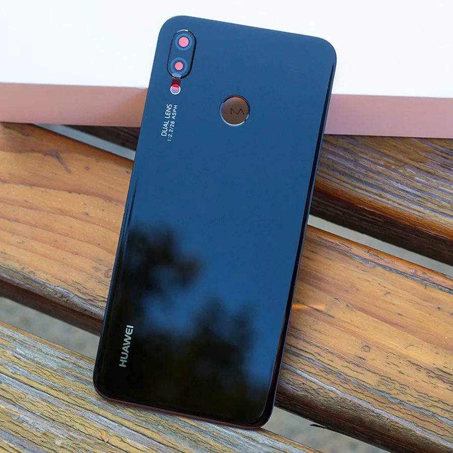Black With Lens Для huawei P20 Lite задняя крышка для батареи+ объектив камеры для huawei P20 Lite Крышка для батареи Nova 3e Задняя Дверь Корпус чехол панель - Цвет: Black With Lens