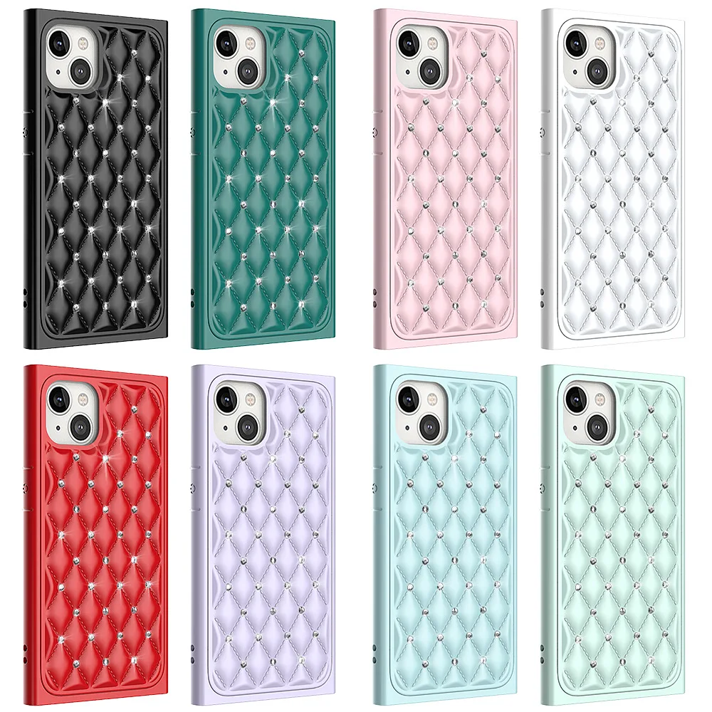 

Suitable for Apple 13 mobile phone case iPhone 12 lamb pattern inner diamond mesh anti-fall protective cover