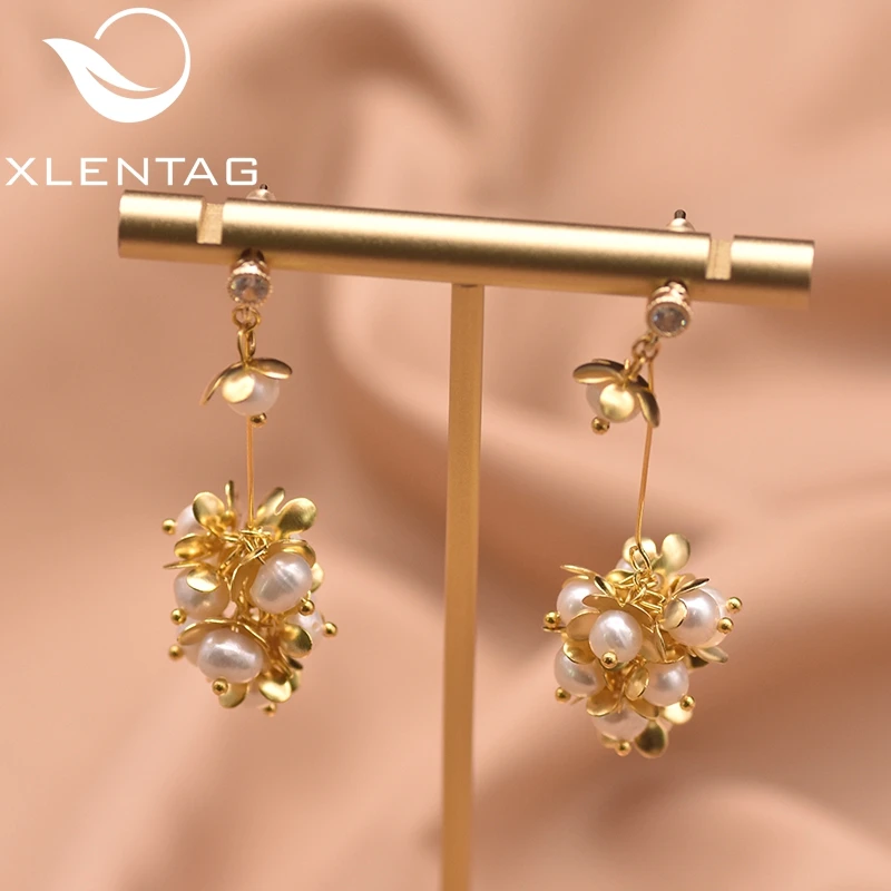 &quotXlenAg натуральная пресноводная жемчужина белый жемчуг серьги с цветочным
