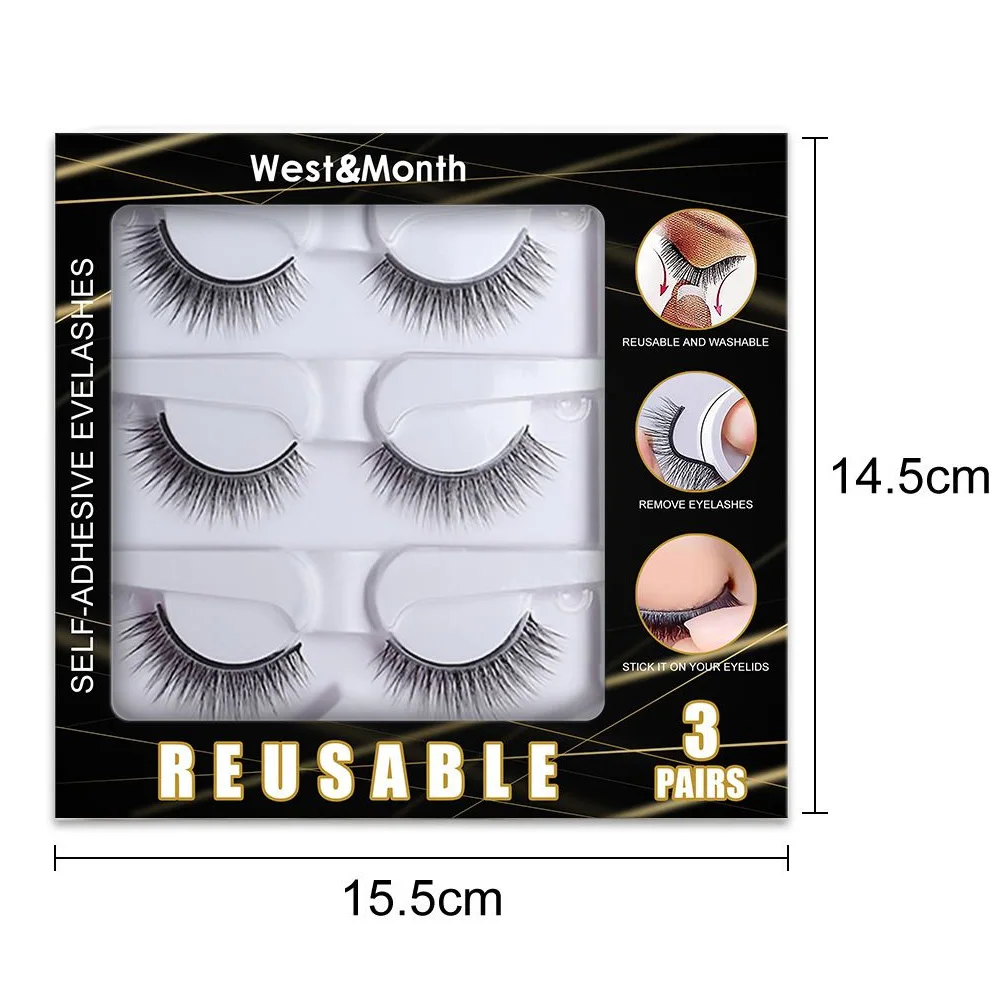 1/3 пары многоразовые самоклеящиеся ресницы из норки 3 секунды