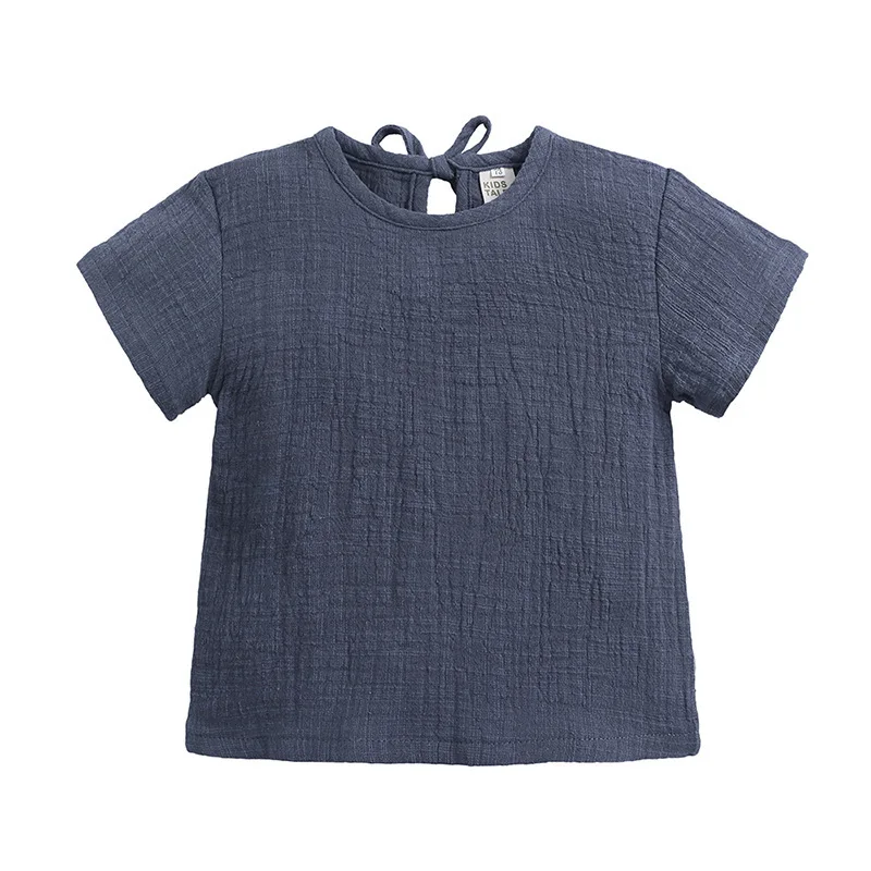 От 0 до 4 лет Одежда для мальчиков детская однотонная льняная рубашка комплекты из