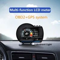 2020 obd gps smart gauge with adjustable bracket alarm ambient light clear fault code speedometer obd2 meter