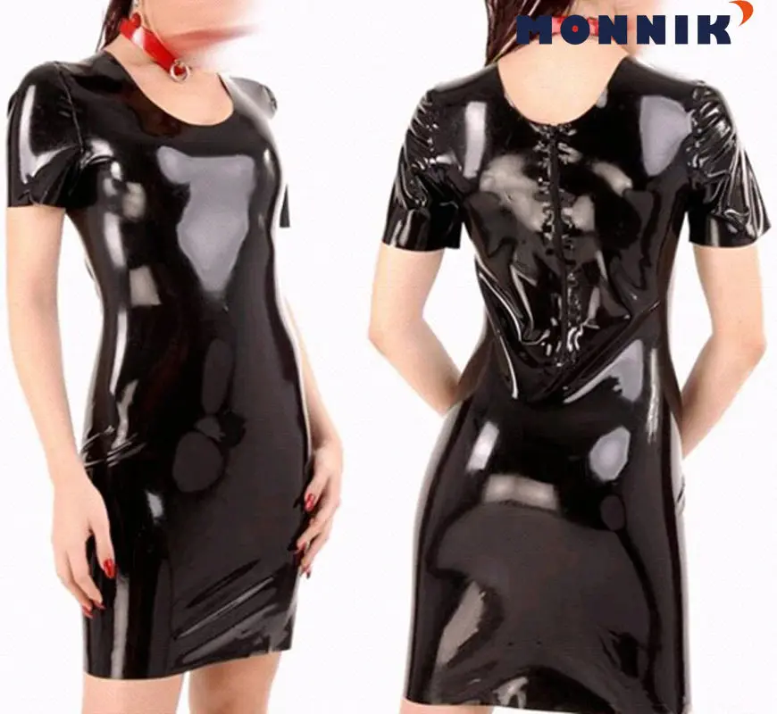 Модные латексные женские платья MONNIK на лето резиновые уникальные для вечерние