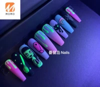 tomato island fluorescent european and american hand painted nail sticker long nail matte colored frosted long lasting halloween