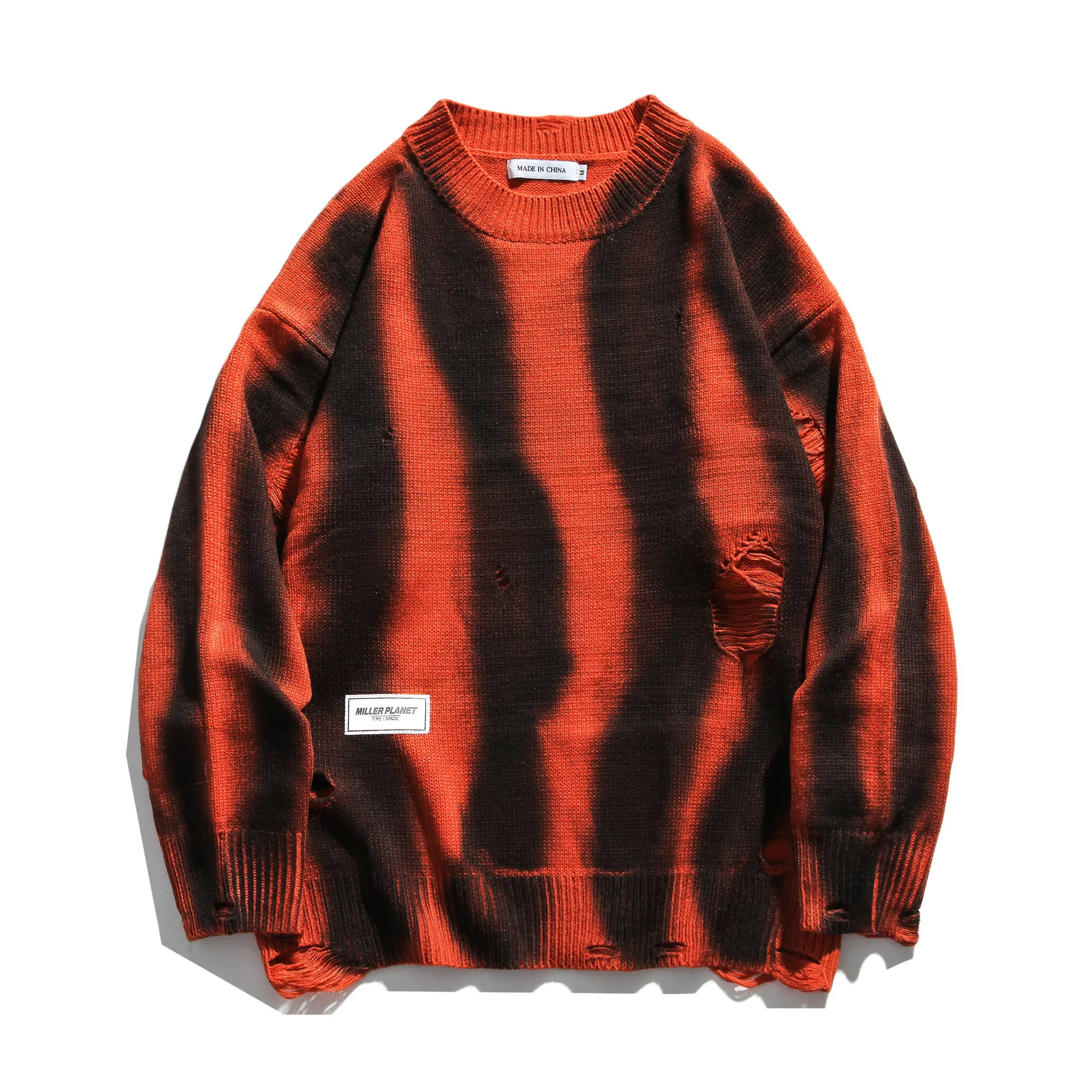 

Henry fashion hole Knitted Top loose couple casual autumn and winter new long sleeve men's sweater