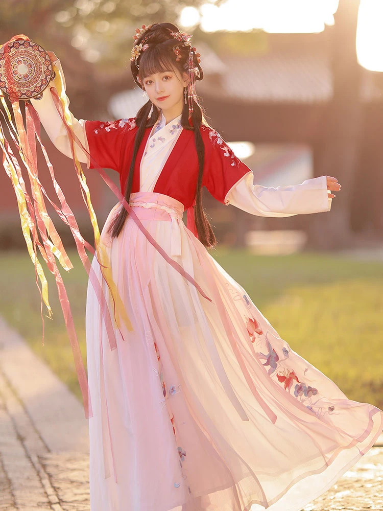 Women Hanfu Chinese Traditional Folk Costume Girl Han Dynasty Dance Wear Fairy Cosplay Clothes |