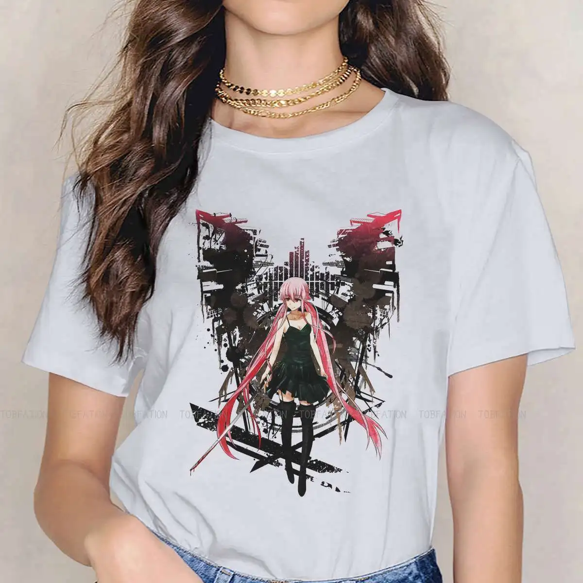 

Gasai Yuno Desolation Style TShirt for Girl Future Diary Japanese Suspense Anime Top Quality Hip Hop Graphic T Shirt Hot Sale