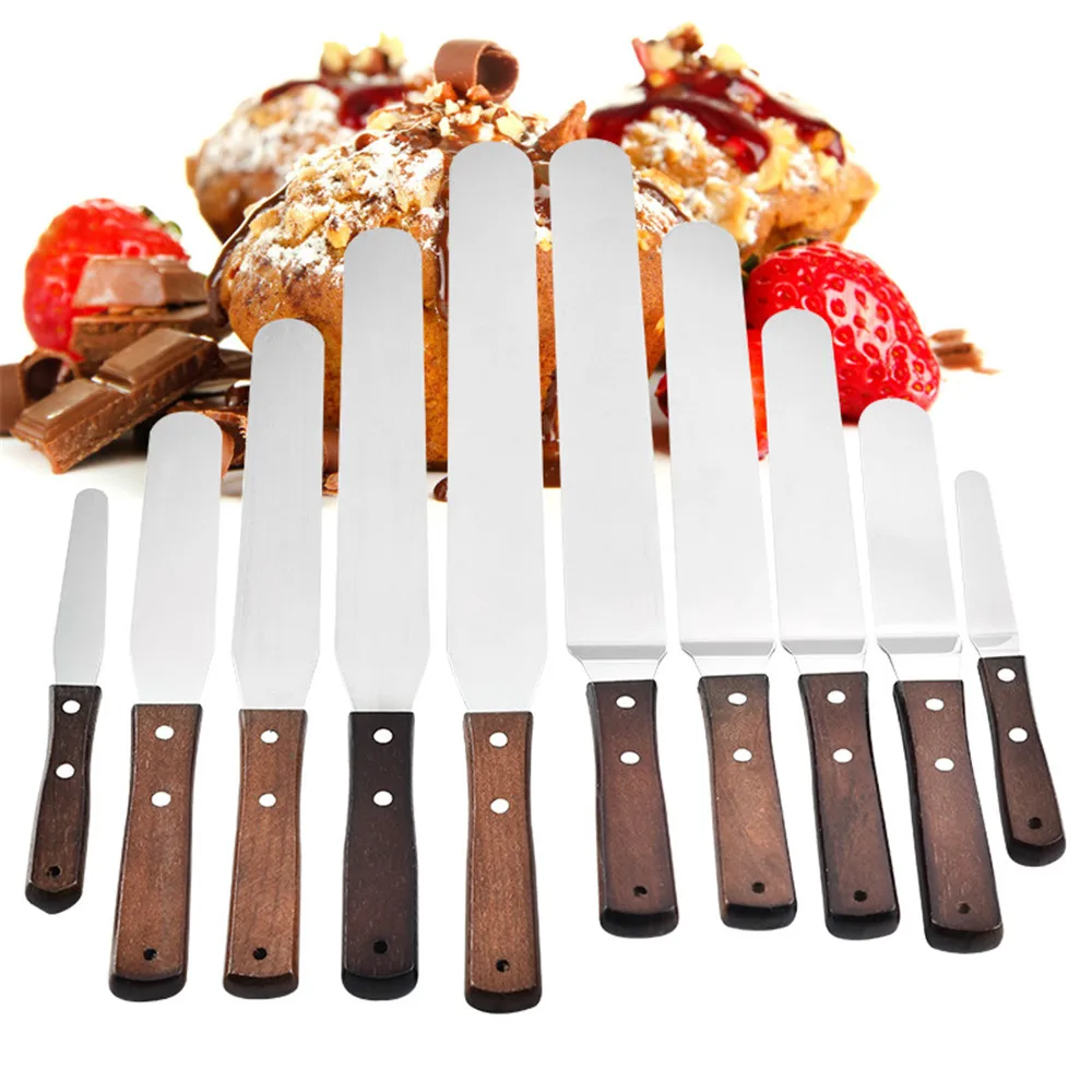 

1pc 4/6/8/10 inch Stainless Steel Cake Spatula Butter Cream Icing Frosting Knife Smoother Kitchen Pastry Cake Decoration Tools