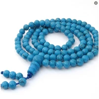 6mm blue turquoise 108 beads mala bracelet spirituality buddhism accessories yoga lucky cuff elegant wristband healing unisex