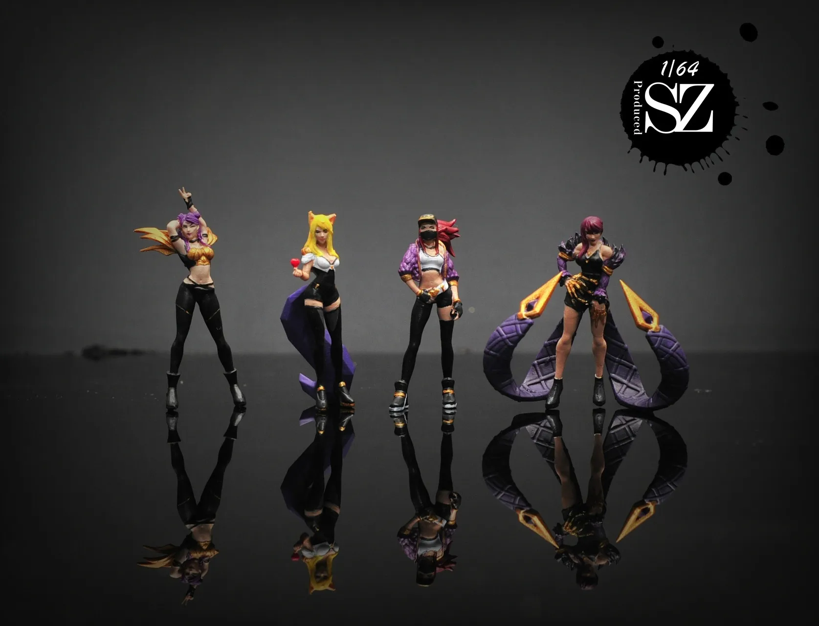 Фигурка из смолы в масштабе 1:64 литой под давлением модель KDA Girl Group сцены