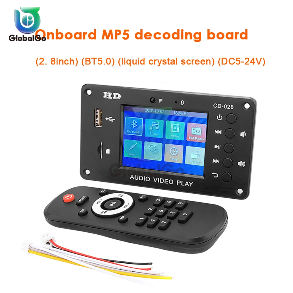 MP5 Bluetooth 5 0 декодер плата HD видеоплеер автомобильный полноформатный TFT экран без